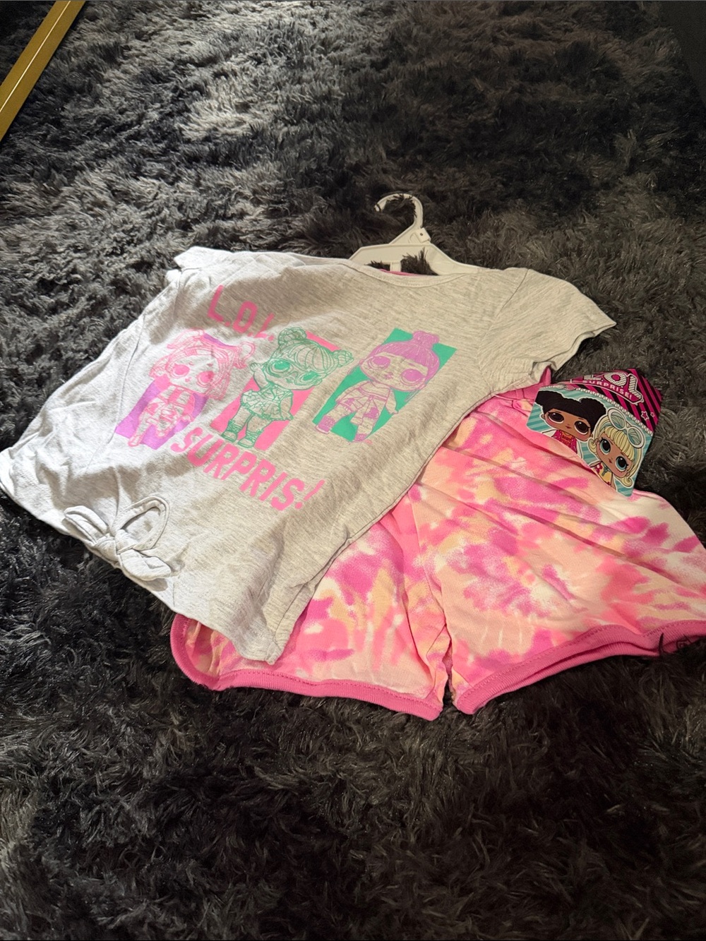 L.O.L. Surprise! Gray Graphic Tee with Pink Tie-Dye Shorts Pajama Set